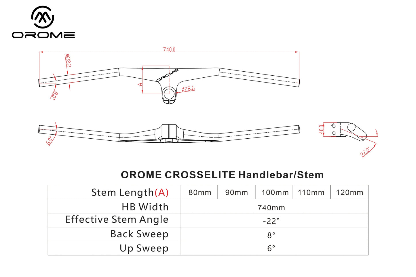 OROME CROSSELITE HS MTB HANDLEBAR Handlebar 375.00 Atelier Olympia