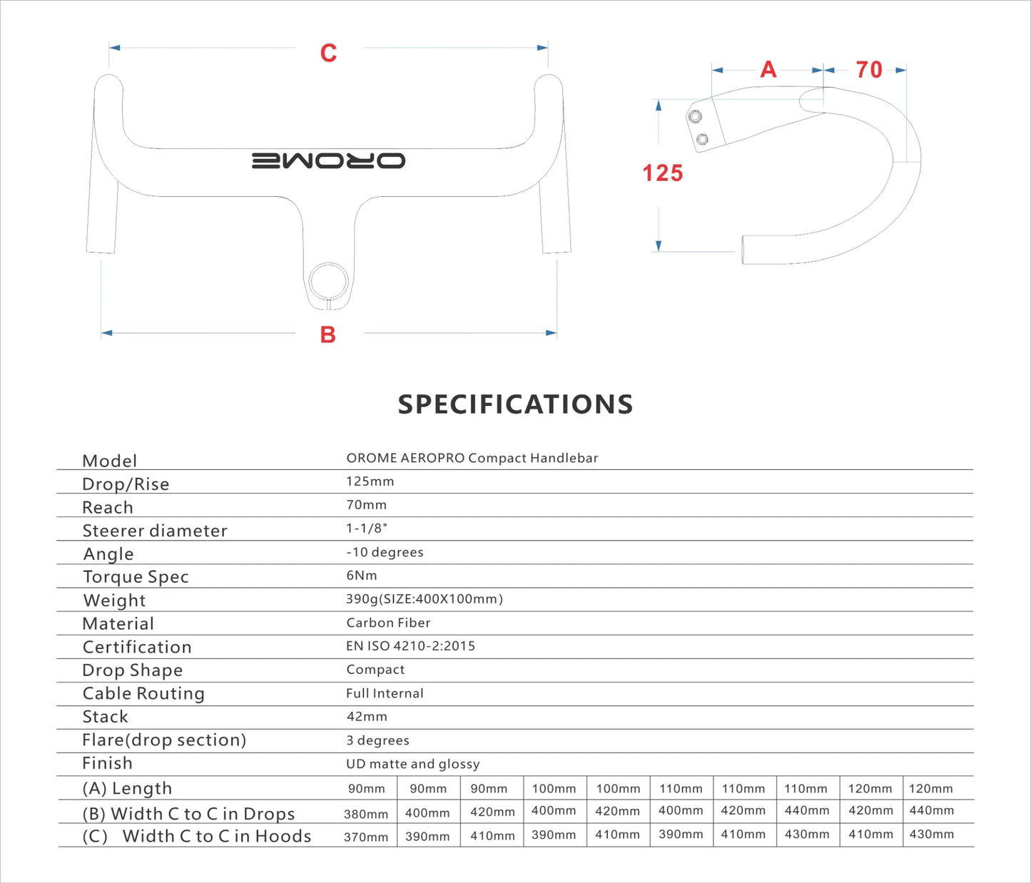 OROME AEROPRO ROAD HANDLEBAR Handlebar 375.00 Atelier Olympia